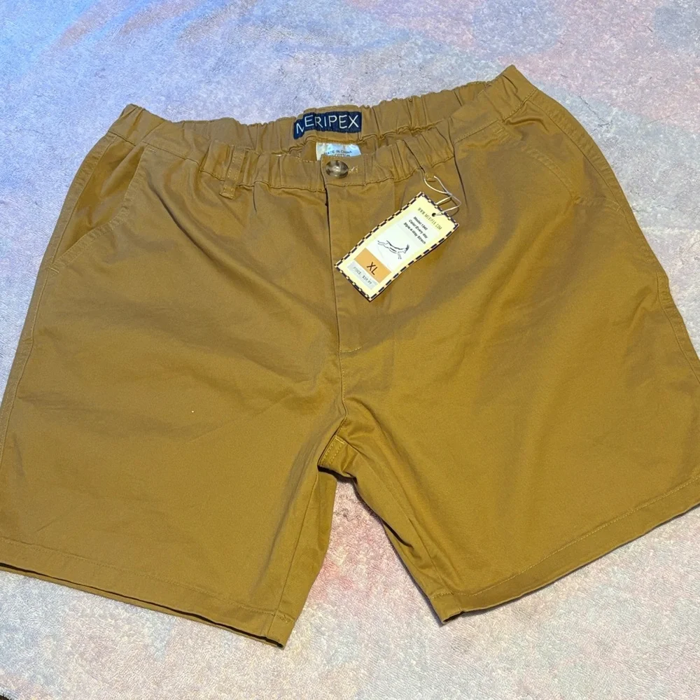Meripex 1340 Men's Tan Flat Front Shorts - Picture 1 of 6